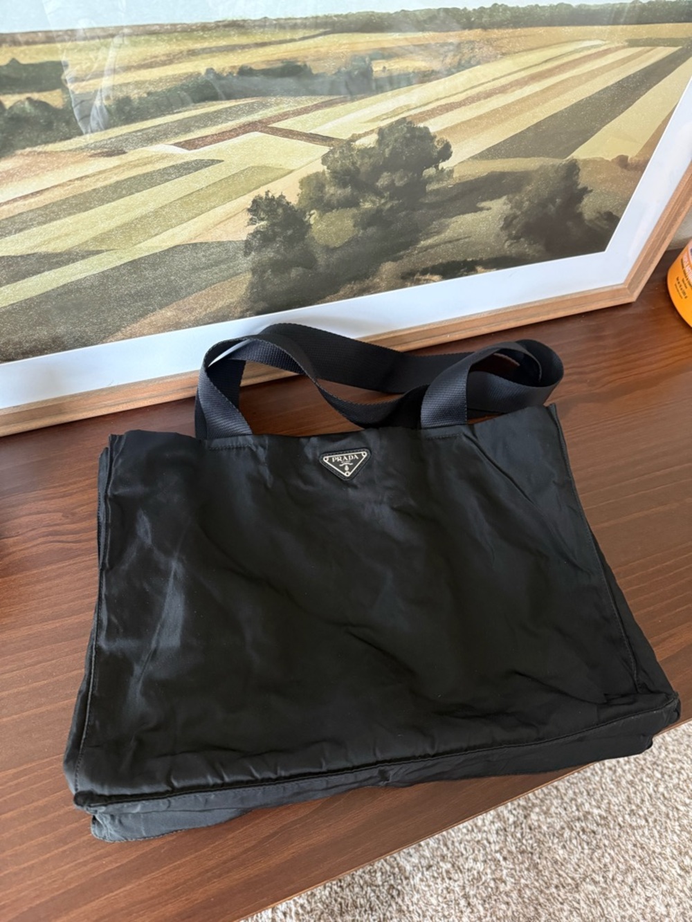 Prada Black Nylon Shopper Tote Bag